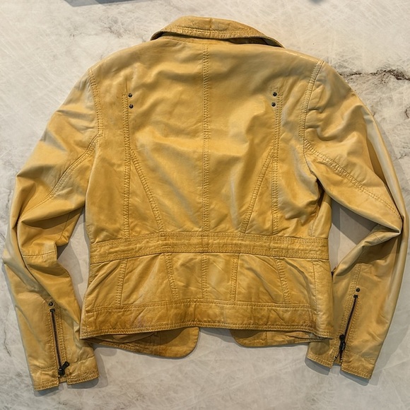 Milestone Vintage Butter Yellow Leather Jacket Size 38 | Small - Picture 5 of 6